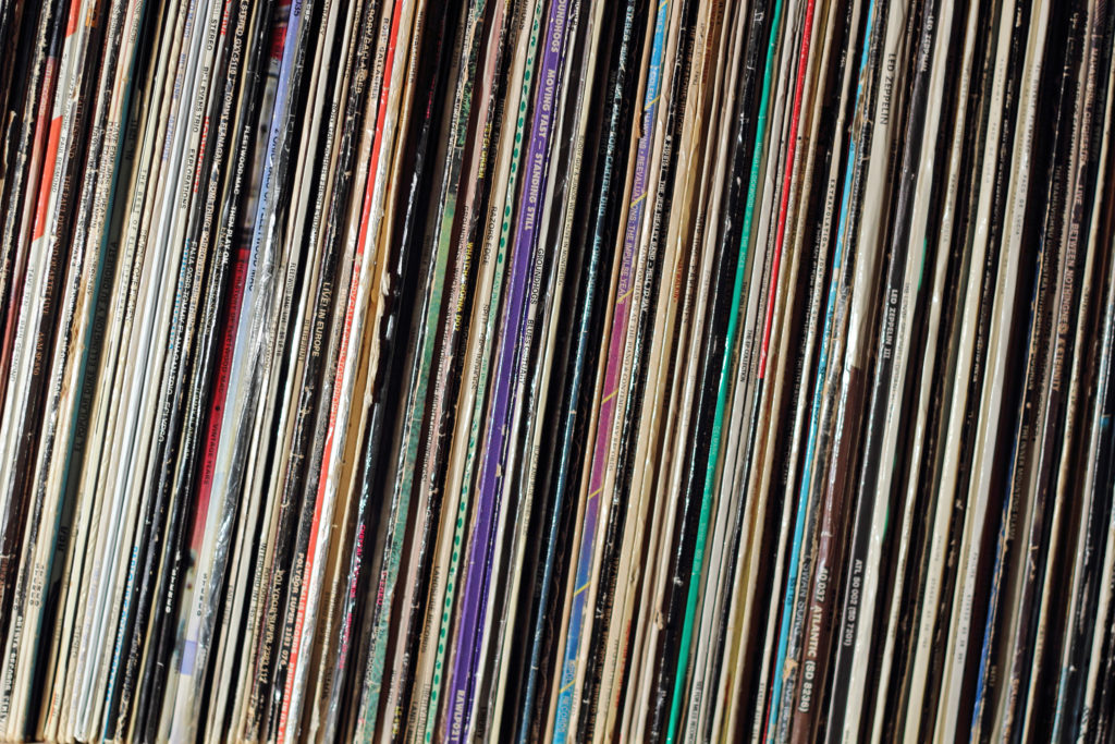 Rows of records in a shop